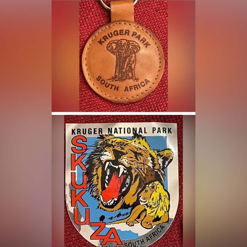 2PCS  collection  Africa Kruger National Park keyring leather a great sticker.